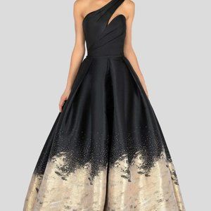 Terani Couture -  Two Tone Asymmetric Pleated Ballgown
